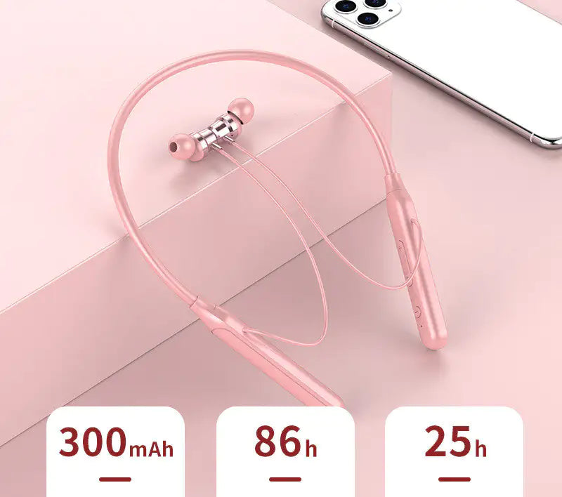 Bluetooth-compatible Wireless Magnetic Headphones  GTA Wanted Light Pink 150mA 