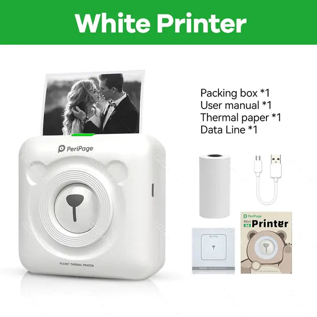 Mini Pocket Label Printer Printer Gadgett-Galaxy 1 White 1 Piece 