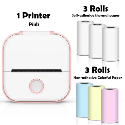 Mini Wireless Thermal Pocket Printer Mini Wireless Thermal Pocket Printer Gadgett-Galaxy Pink-6 Rolls Set 2  