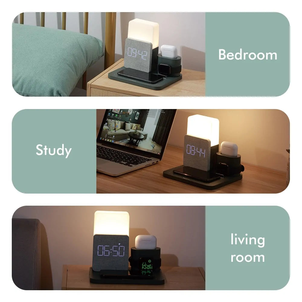 LED Light Bedside Lamp Qi Wireless Charger Dock  GTA Wanted Light   