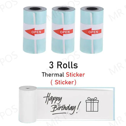 3 Rolls Thermal Paper Sticker Label Label Gadgett-Galaxy 3 White Sticker  