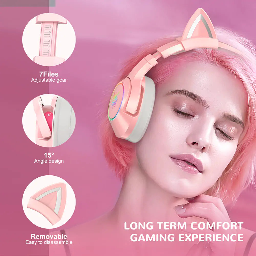 Cute Cat Ear Headphone with Mic  GTA Wanted Light   