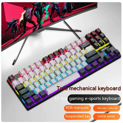 K87 Mechanical Wired Keyboard Gadgett-Galaxy K87 Gray Black Red Axis