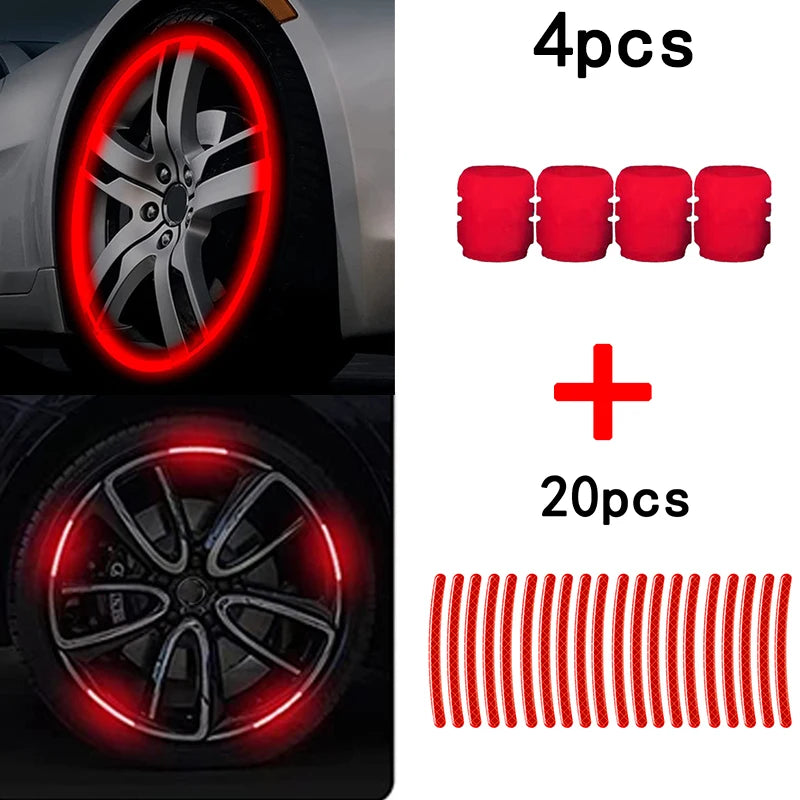 Car Wheel Reflective Stickers Luminous Valve Cap  GTA Wanted Light   