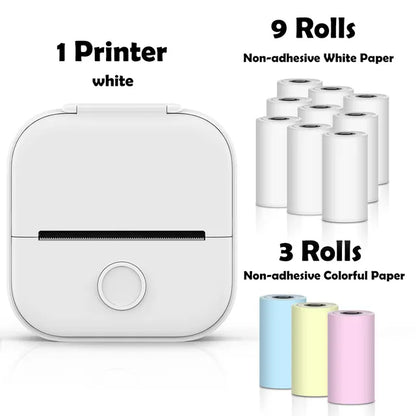 Mini Wireless Thermal Pocket Printer Mini Wireless Thermal Pocket Printer Gadgett-Galaxy White-12 Rolls Paper  