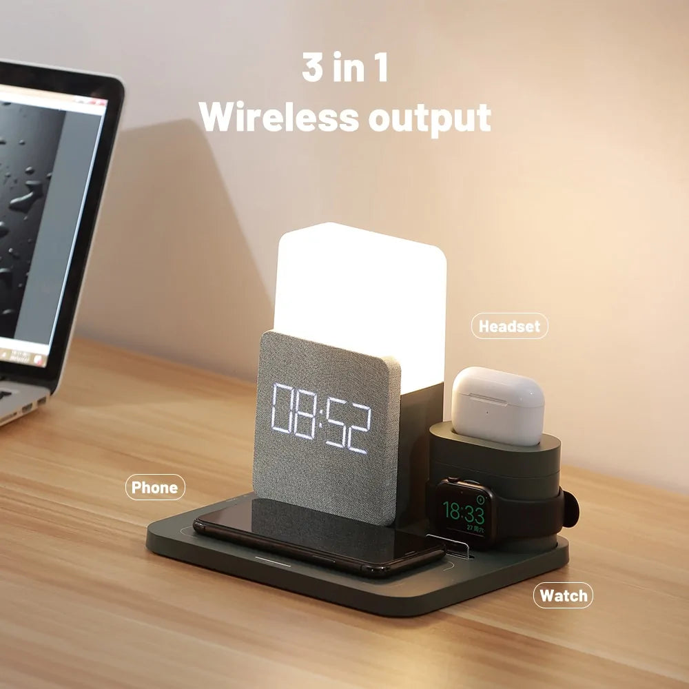 LED Light Bedside Lamp Qi Wireless Charger Dock  GTA Wanted Light   