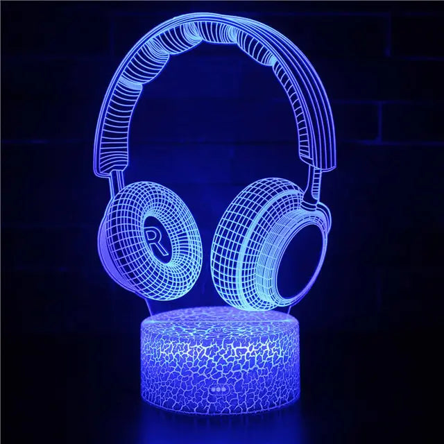 3D LED Gaming Setup RGB Lamp  GTA Wanted Light 7 Color Crack Base 05 