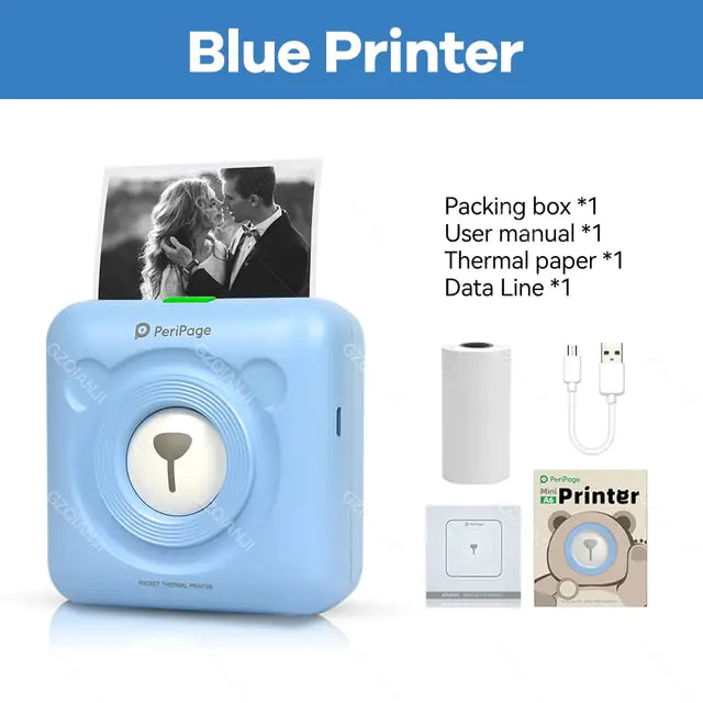 Mini Pocket Label Printer Printer Gadgett-Galaxy 1 Blue 1 Piece 