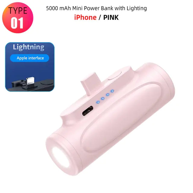 5000mAh Mini Power Banks  GTA Wanted Light Pink For iPhone 