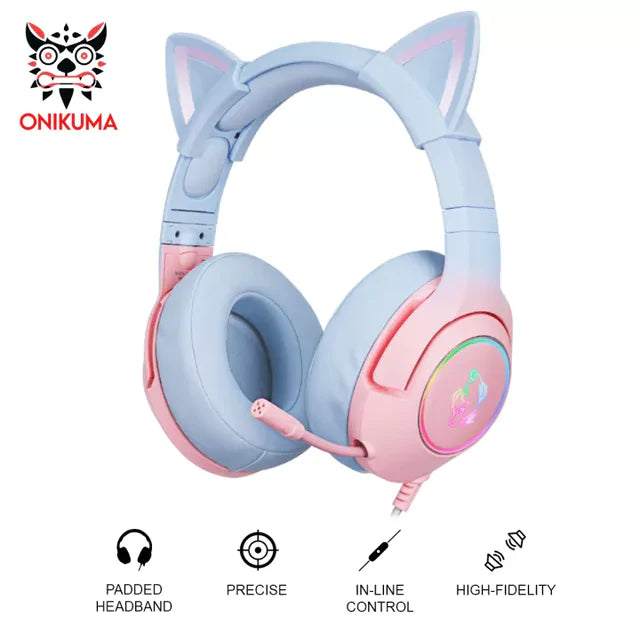 Cute Cat Ear Headphone with Mic  GTA Wanted Light   