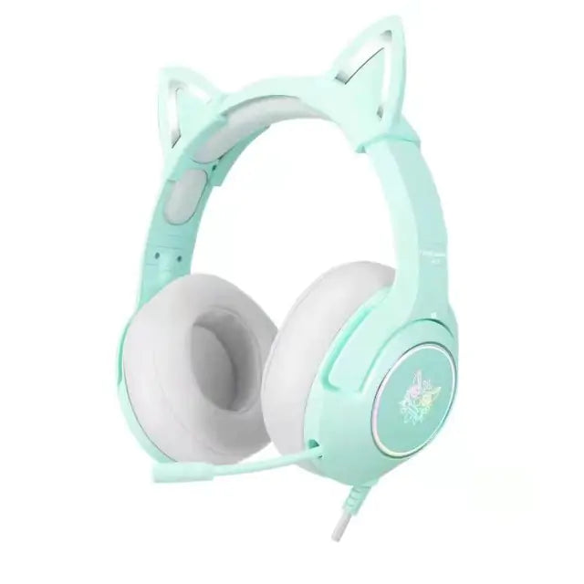 Cute Cat Ear Headphone with Mic  GTA Wanted Light Green-3.5mm Jack  