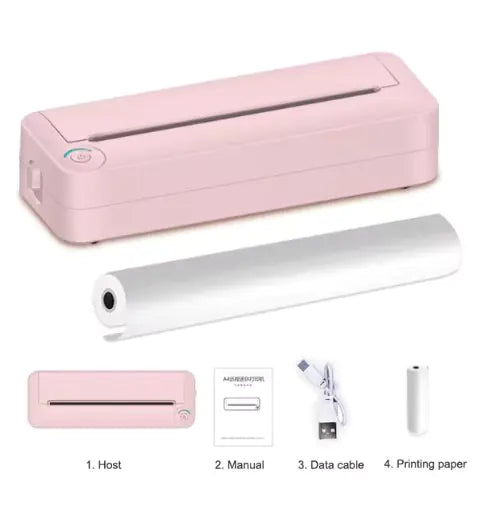 Portable A4 Wireless Thermal Printer Inkless Printing Gadgett-Galaxy Pink  