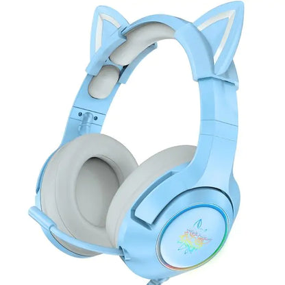 Cute Cat Ear Headphone with Mic  GTA Wanted Light Blue-3.5mm Jack  